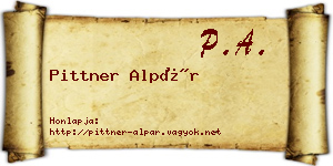 Pittner Alpár névjegykártya